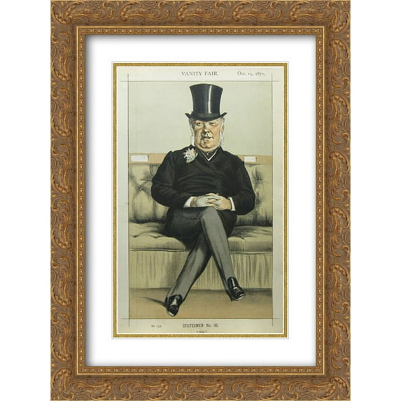 James Tissot 2x Matted 18x24 Gold Ornate Framed Art Print 'Caricature of Henry William Eaton M.P.'