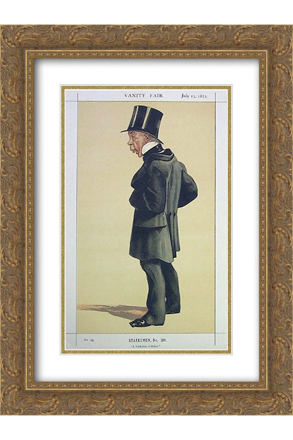 James Tissot 2x Matted 18x24 Gold Ornate Framed Art Print 'Caricature of Mr George Leeman M.P.'