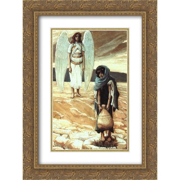 James Tissot 2x Matted 18x24 Gold Ornate Framed Art Print 'Hagar and the Angel in the Desert'