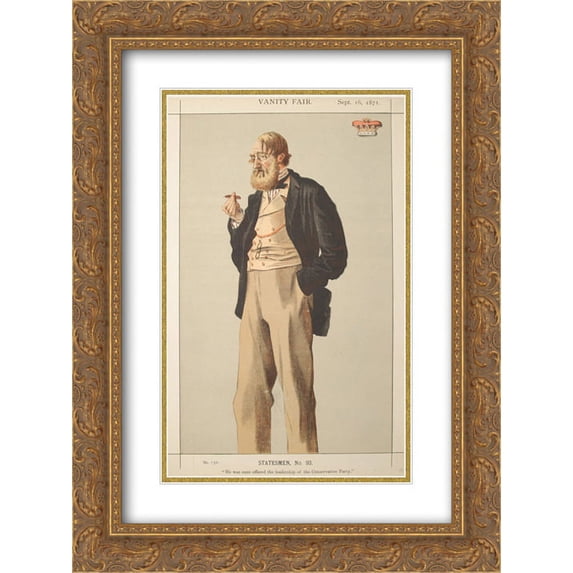 James Tissot 2x Matted 18x24 Gold Ornate Framed Art Print 'Statesmen No.930 Caricature of The Duke of Rutland'
