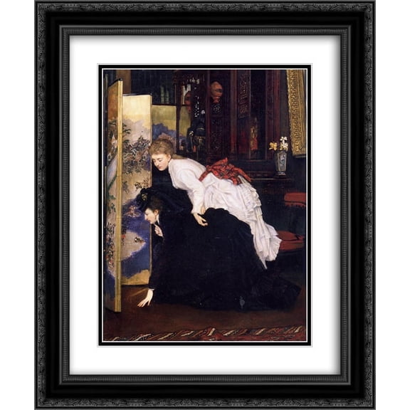 James Tissot 2x Matted 20x24 Black Ornate Framed Art Print 'Young Women Looking at Japanese Objects'