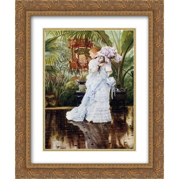 James Tissot 2x Matted 20x24 Gold Ornate Framed Art Print 'The Bunch of Violets'