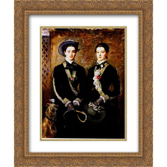 James Tissot 2x Matted 20x24 Gold Ornate Framed Art Print 'Twins (Grace and Kate Hoare)'