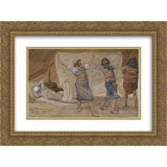 James Tissot 2x Matted 24x18 Gold Ornate Framed Art Print 'Noah's Drunkenness'