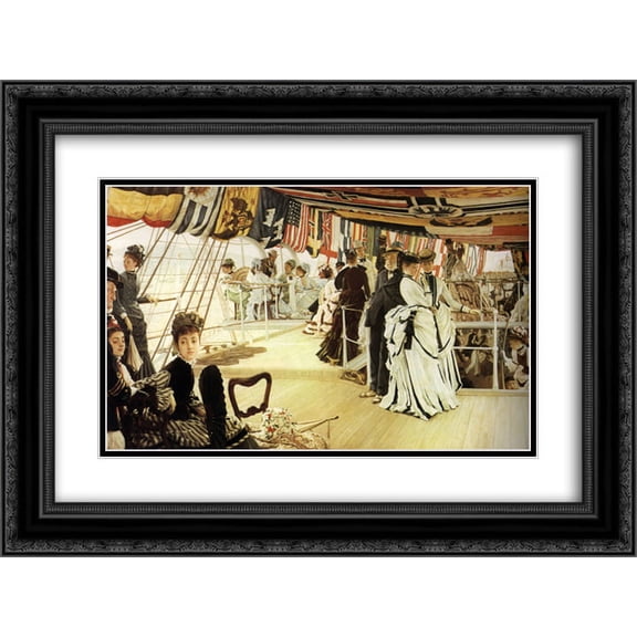 James Tissot 2x Matted 24x20 Black Ornate Framed Art Print 'Ball on Shipboard'