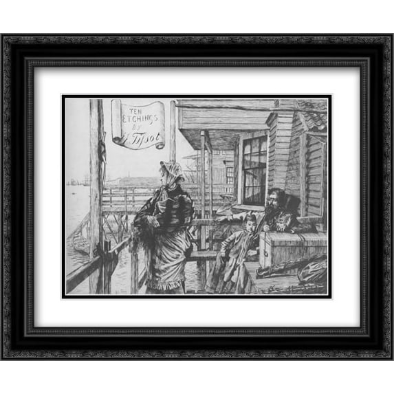 James Tissot 2x Matted 24x20 Black Ornate Framed Art Print 'L'Auberge des Trois-Corbeaux'