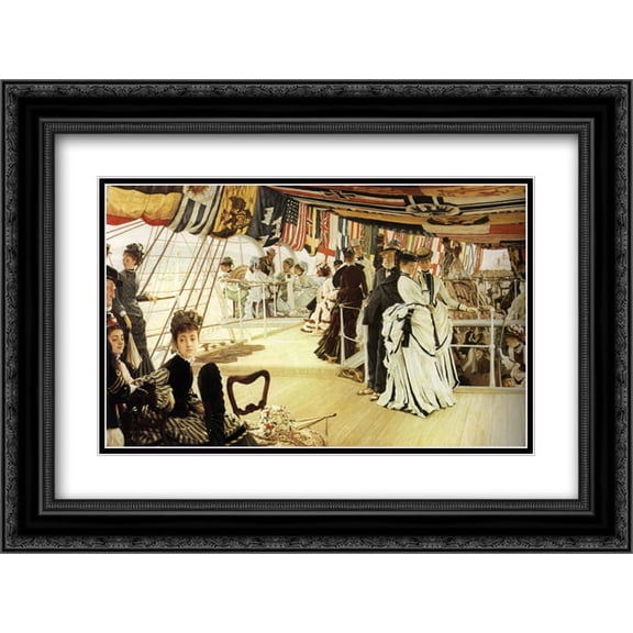 James Tissot 2x Matted 24x20 Black Ornate Framed Art Print 'The Ball on Shipboard'