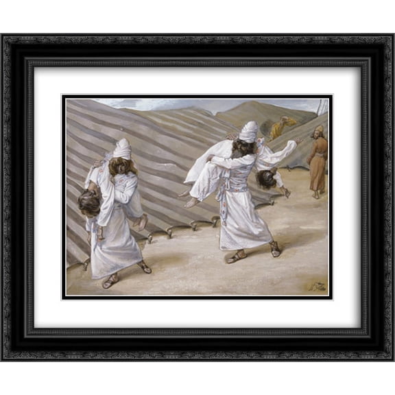 James Tissot 2x Matted 24x20 Black Ornate Framed Art Print 'The Dead Bodies Carried Away'