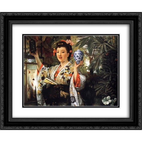 James Tissot 2x Matted 24x20 Black Ornate Framed Art Print 'The Japanese Vase'