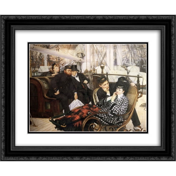 James Tissot 2x Matted 24x20 Black Ornate Framed Art Print 'The Last Evening'