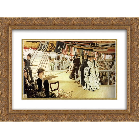 James Tissot 2x Matted 24x20 Gold Ornate Framed Art Print 'Ball on Shipboard'