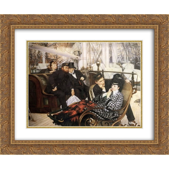 James Tissot 2x Matted 24x20 Gold Ornate Framed Art Print 'The Last Evening'