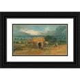 thumbnail image 1 of James Ward 14x10 Black Ornate Wood Framed Double Matted Museum Art Print Titled: A Harvest Scene with Workers Loading Hay on to a Farm Wagon (ca. 1800), 1 of 5