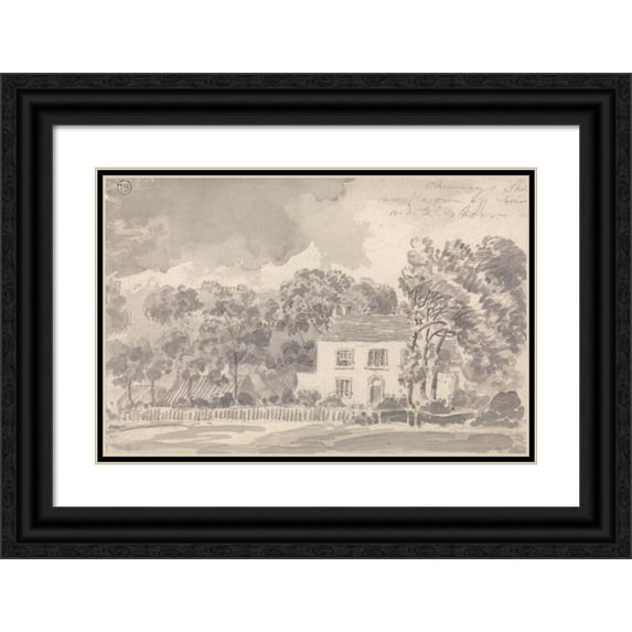 James Ward 14x11 Black Ornate Wood Framed Double Matted Museum Art Print Titled: House Among Trees