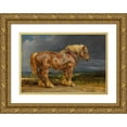 thumbnail image 1 of James Ward 14x11 Gold Ornate Wood Frame and Double Matted Museum Art Print Titled - Cheshunt the Shire Horse&nbsp;Elephant&nbsp;In an Extensive Landscape, 1 of 4