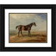 thumbnail image 1 of James Ward 14x12 Black Ornate Wood Framed Double Matted Museum Art Print Titled: Dr. Syntax, a Bay Racehorse, Standing in a Coastal Landscape, an Estuary Beyond (1820), 1 of 5