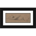 thumbnail image 1 of James Ward 24x11 Black Ornate Framed Double Matted Museum Art Print Titled: Study of a Sleeping Dog, 1 of 5