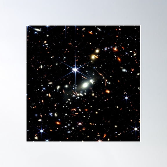 James Webb First Image | Deep Field Space Poster Wall Art, Modern Wall Decor, 30x30 UNFRAMED