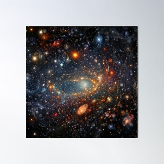 James Webb Space Telescope Universe Image Recreated By Ai: A Celestial Masterpiece Poster Wall Art, Modern Wall Decor, 16x16 UNFRAMED