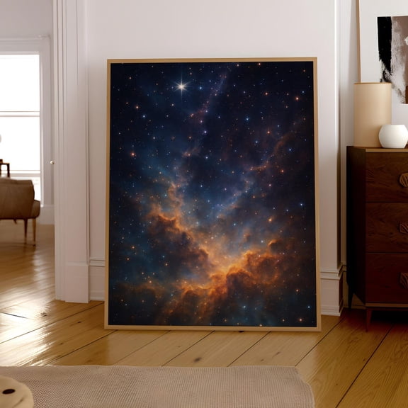 James Webb Telescope Nebula Print, Deep Space Wall Art Home Decor #2585, Stretched Canvas Size 16x24