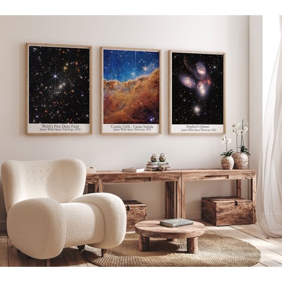 James Webb Telescope Space Photo Prints Cosmic Cliffs Nebula Home Decor Office Wall Art Set 3