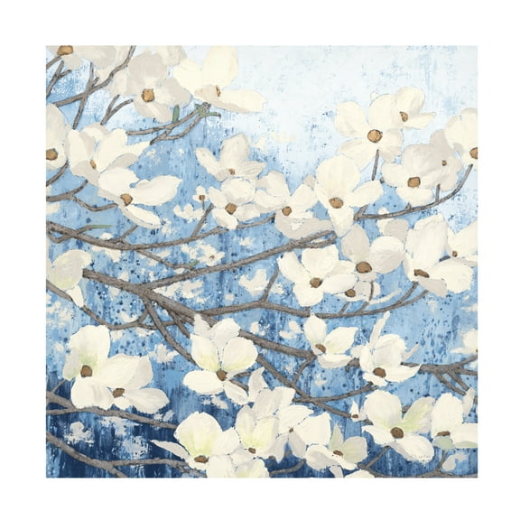 James Wiens 'Dogwood Blossoms II Indigo' Canvas Art
