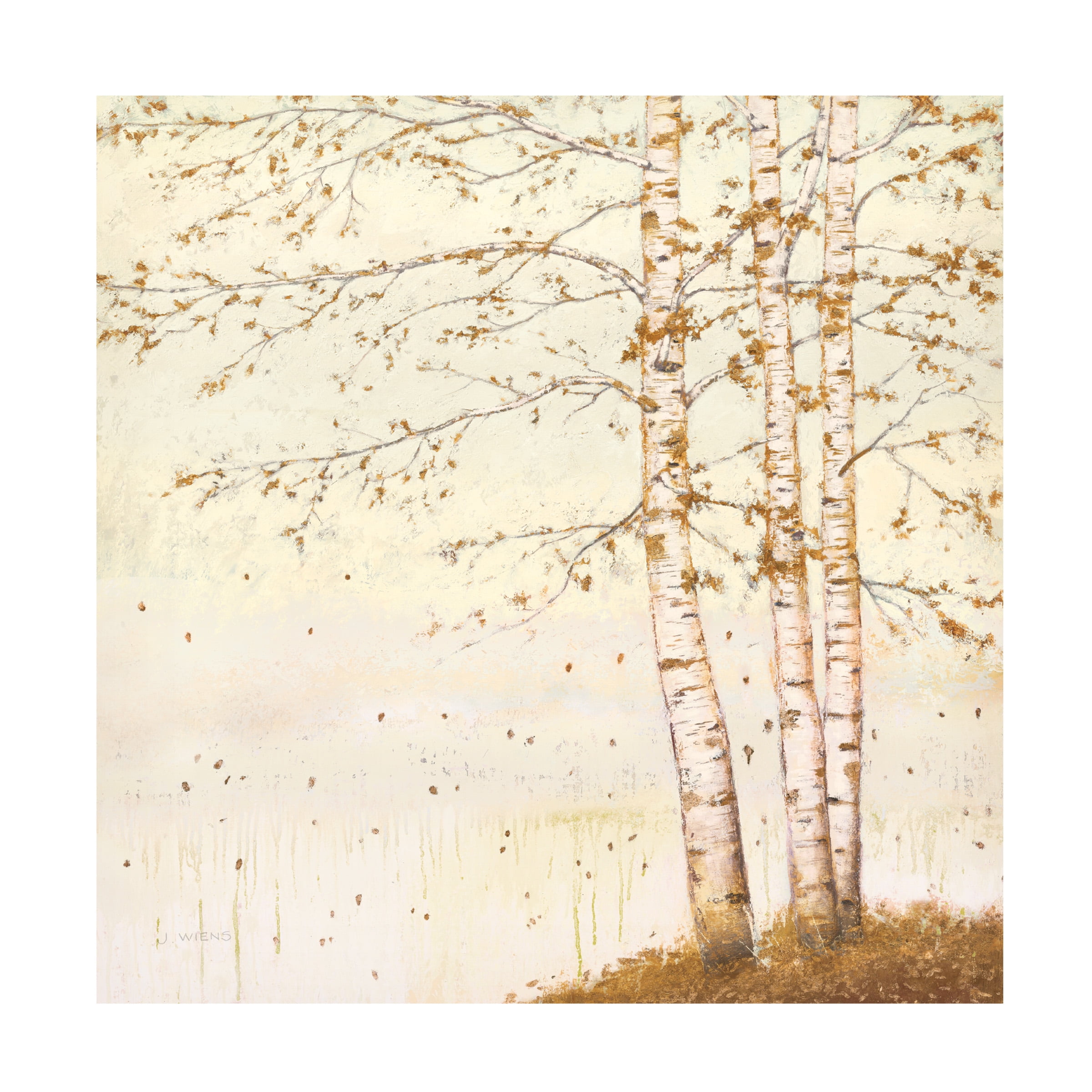 James Wiens 'Golden Birch II Off White' Canvas Art