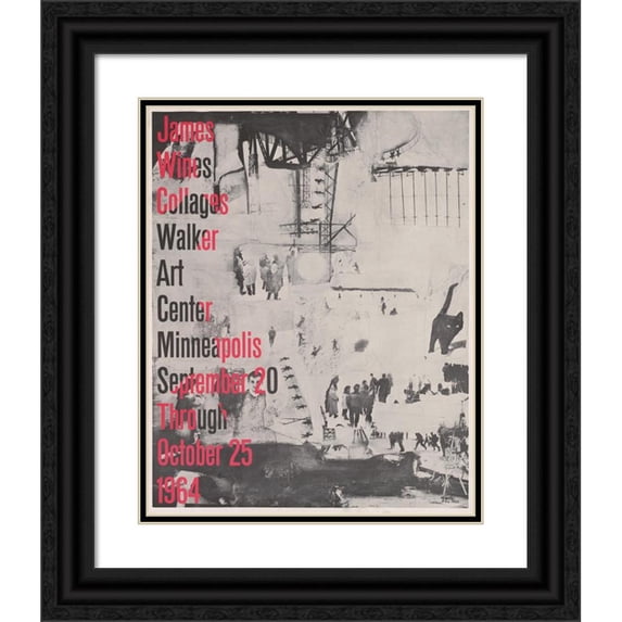 James Wines 20x24 Black Ornate Framed Double Matted Museum Art Print Titled: James Wines Collages, Walker Art Center, Minneapolis (1962)