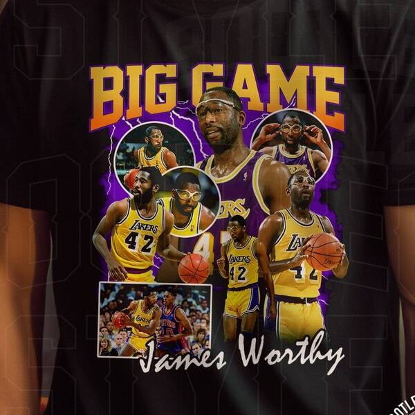 James Worthy Shirt for Los Angeles Basketball Fan Vintage Bootleg Style ...