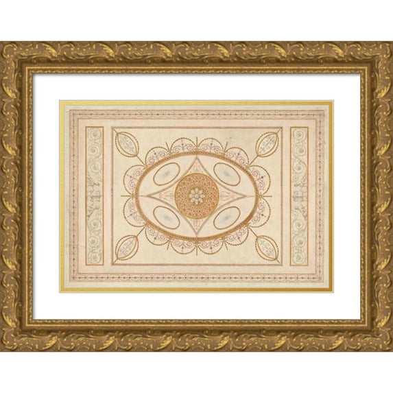 James Wyatt 18x13 Gold Ornate Wood Frame and Double Matted Museum Art Print Titled - Goodwood, West Sussex; Ceiling Design
