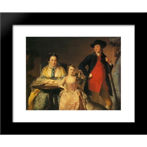 James and Mary Shuttleworth with One of Their Daughters 20x24 Framed Art Print by Joseph Wright