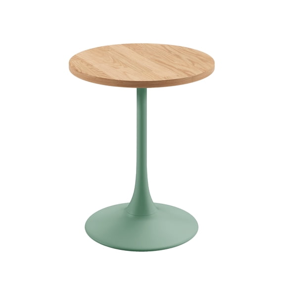 Jamesdar, Elise, Round Heavy Duty Commercial Bistro Table for Indoor Outdoor Restaurant & Caf Dining, Solid Oak Top, Steel Base, 300 lb Capacity, 24" D x 30"H, Aloe Green