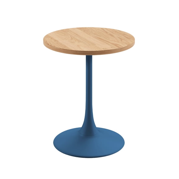 Jamesdar, Elise, Round Heavy Duty Commercial Bistro Table for Indoor Outdoor Restaurant & Caf Dining, Solid Oak Top, Steel Base, 300 lb Capacity, 24" D x 30"H, Berry Blue