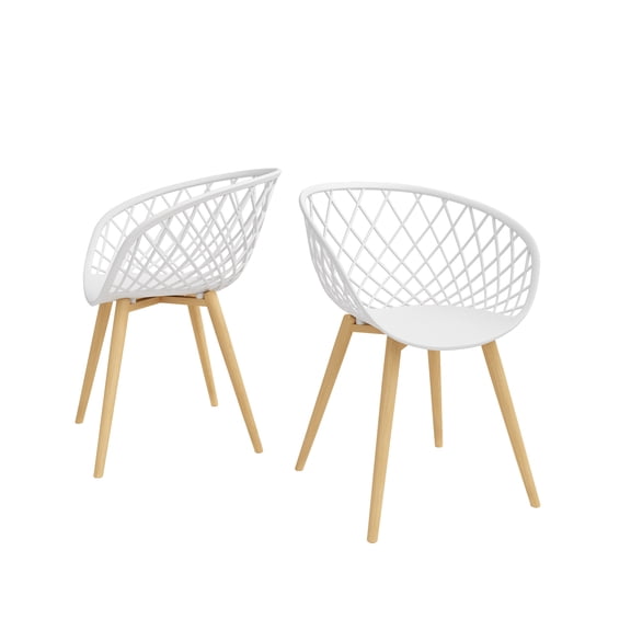 Jamesdar Kurv Steel Chair 2 Piece Set in White & Natural