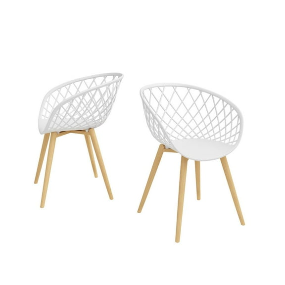Jamesdar Kurv Steel and Plastic Mini Chair 2 Piece Set in White & Natural