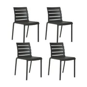 Jamesdar Rylan Set of 4 Stackable Dining Chairs, Indoor/Outoor Black