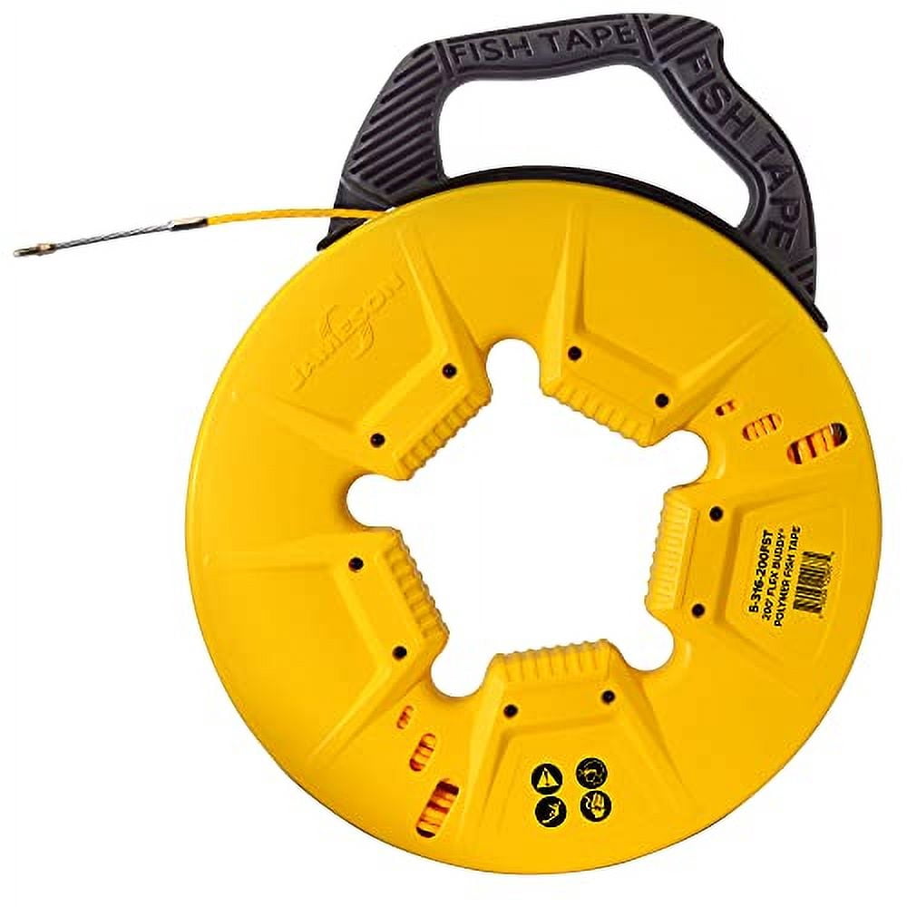 Jameson 200-Foot Fiberglass Fish Tape with Spiral Steel Leader – Non ...