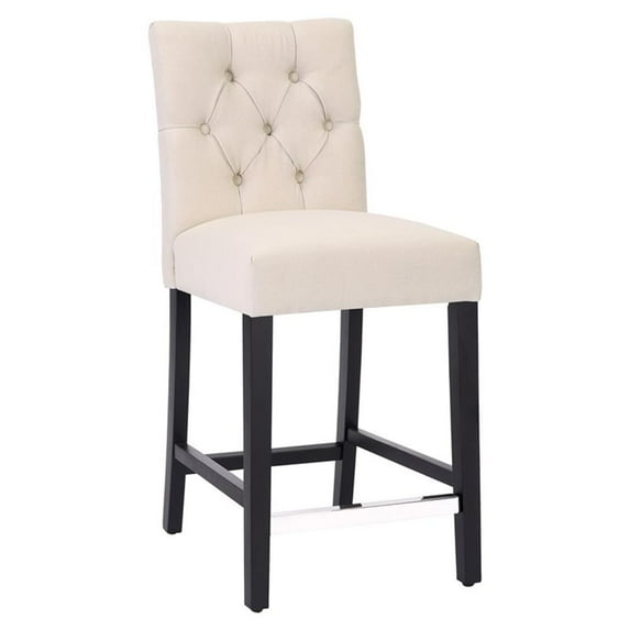 Jameson 24" Linen Fabric Tufted Upholstered Bar Stool/Black