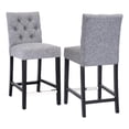 thumbnail image 1 of Jameson 24" Linen Fabric Tufted Upholstered Counter Stool (Set of 2), 1 of 8