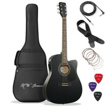 Jameson 41-Inch Full-Size Acoustic Electric Guitar with Thinline Cutaway Design, Black
