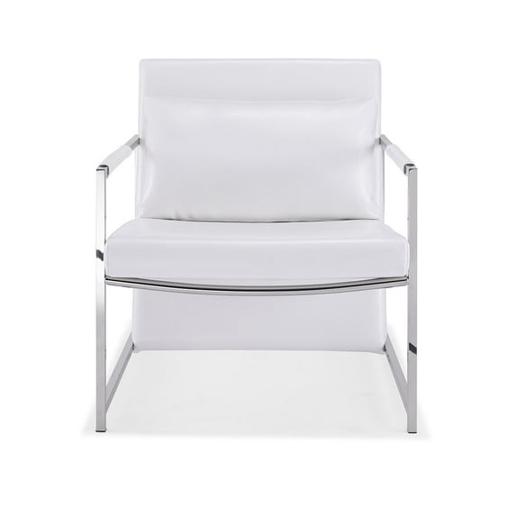 Jameson Armchair, white faux leather, stainless steel base
