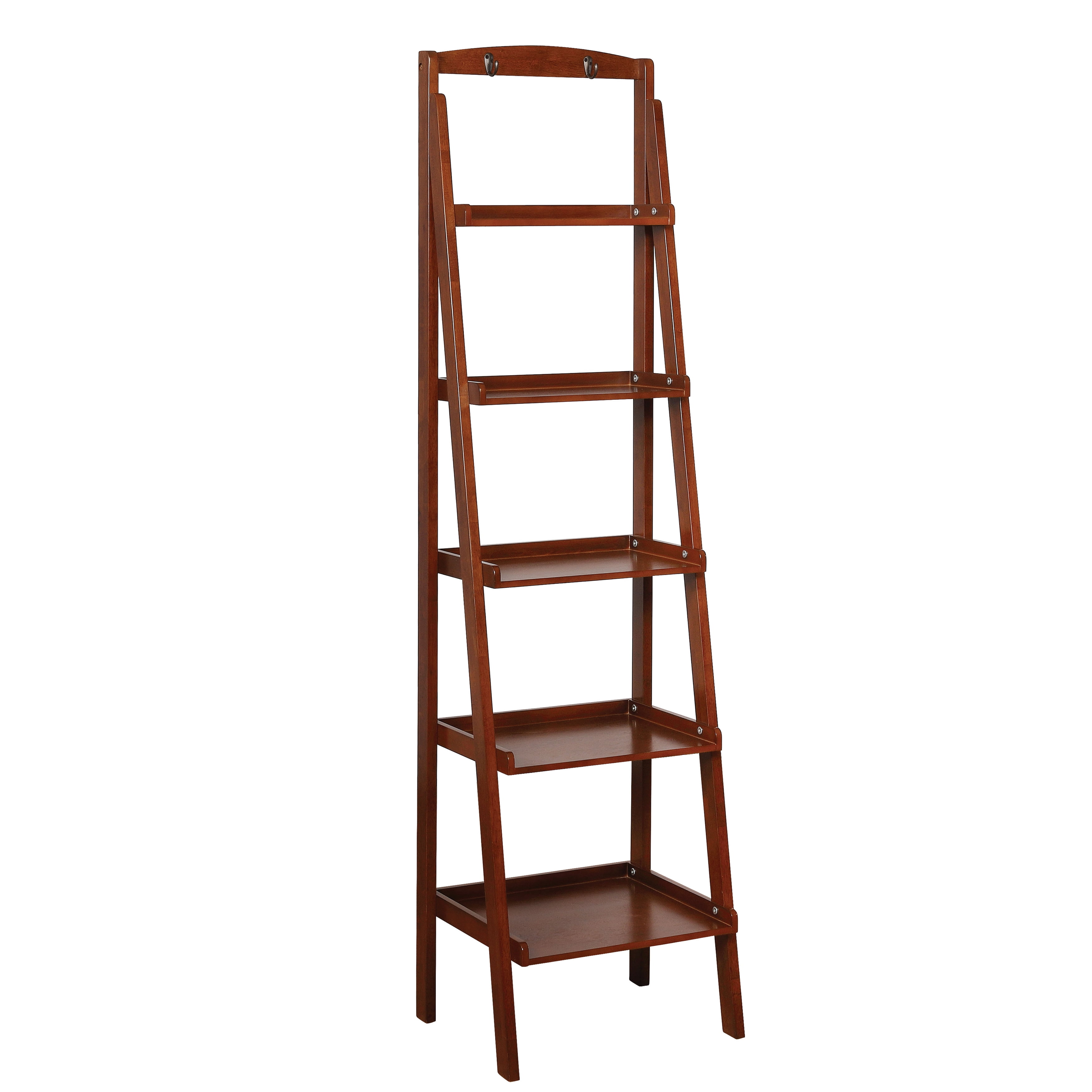 Jameson Contemporary Angled Ladder-Like 5-Tiered Shelf, Oak