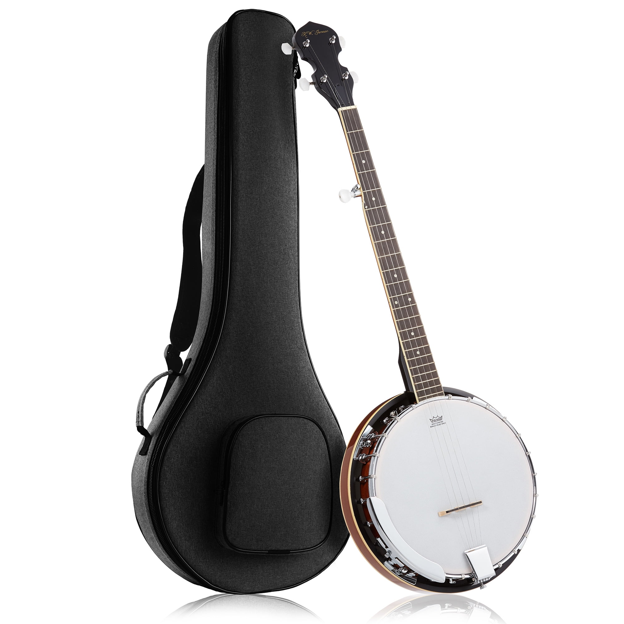 Mulucky Banjo à 5 cordes – Grande taille avec 24 supports, dos fermé en  bois massif, banjos résonateur en acajou, accordeur 5ème à engrenages,  emballage cadeau avec kit débutant – B1107 