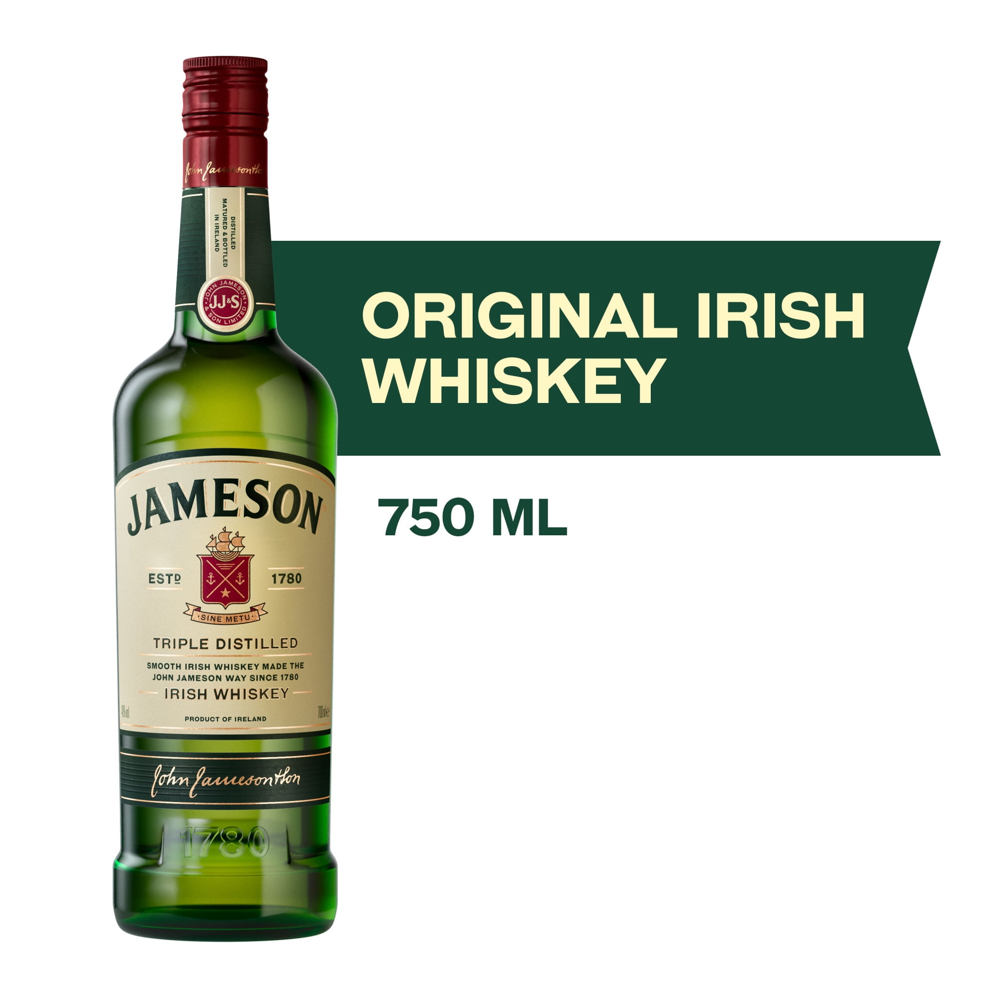 Bottle, Whiskey, 40% Original Jameson 750 mL Irish ABV