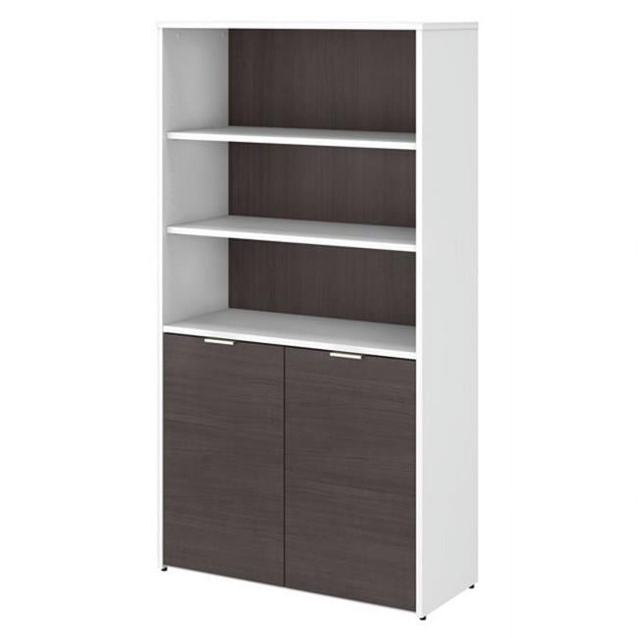 Jamestown 66" Storm Gray and White 5-Shelf Bookcase