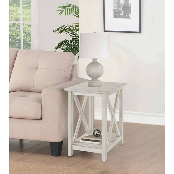 Boraam Jamestown Wood Side End Table in Antique White