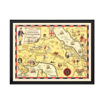 Jamestown Art, 1930 Vintage Map of Jamestown Virginia, VA History Wall Decor Gift, Old Jamestown Map - 24" x 18" Black Framed Print