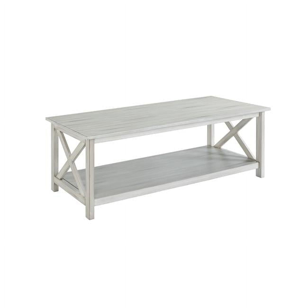 Jamestown 48" Antique White Wood Coffee Table with Storage