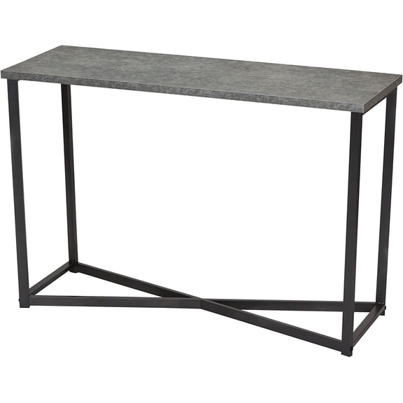 Jamestown Console Sofa Table Rustic Slate Concrete and Black Metal