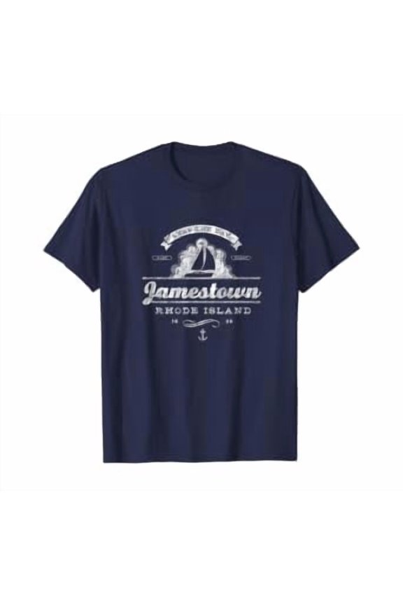 Jamestown RI Sailboat T-Shirt Vintage Nautical Throwback Tee